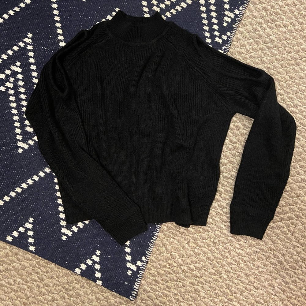 Cold Shoulder Sweater with Mock Turtleneck